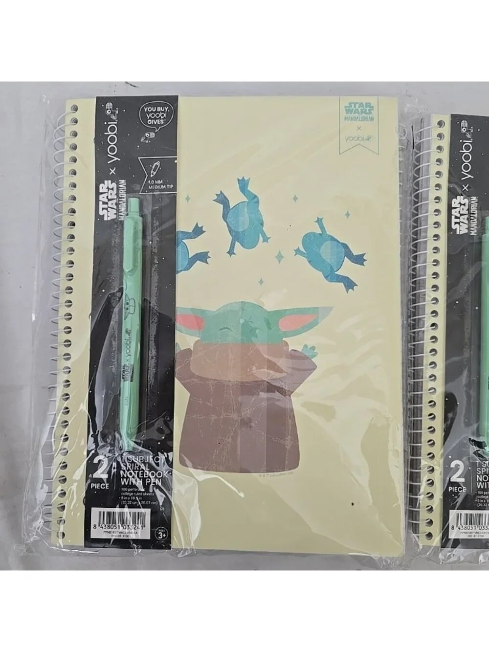 8-PACK YOOBI 4 Subject Notebooks 8″X 10.5″ College Ruled And 4 Pens Grogu Force
